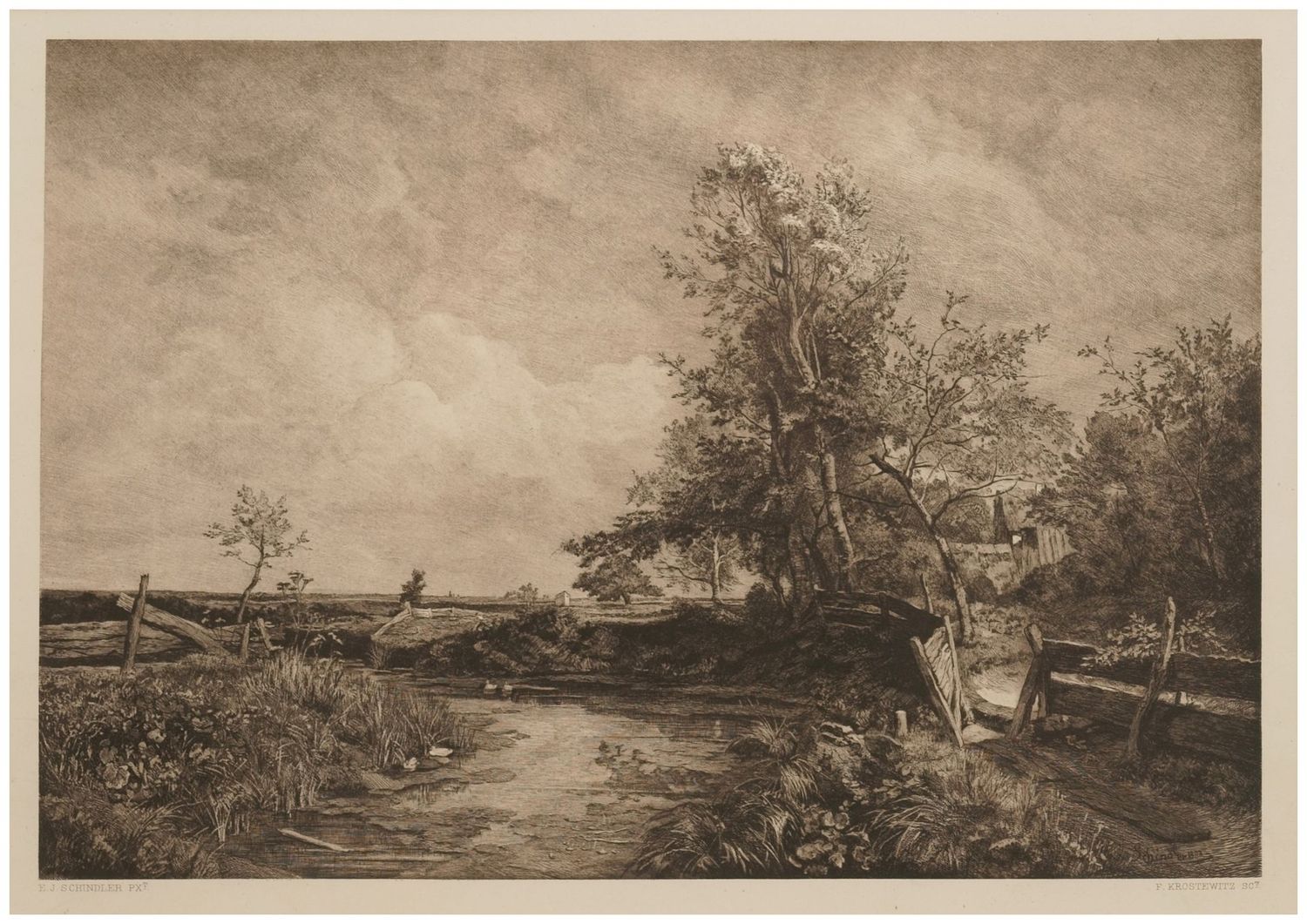 Krostewitz, Fritz (1860-1913), Landschaft bei Zutphen nach Emil Jakob Schindler, um 1895