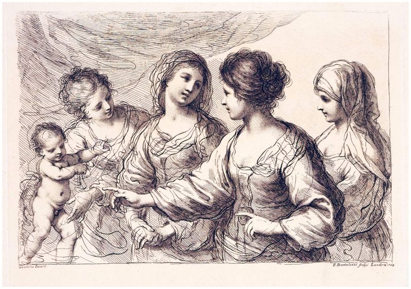 Bartolozzi, Francesco (1728-1815), Mythologische Szene mit vier jungen Frauen und dem Amorknaben, 1764