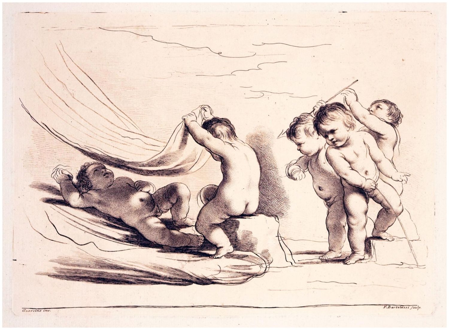 Francesco Bartolozzi (1728-1815), Putti in an allegorical love game, c. 1764