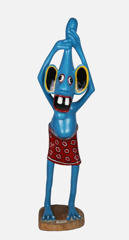 Lilanga, George (1934-2005), Wooden sculpture of a blue figure, c. 1995