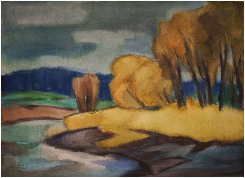 Fritz Kohlstädt (1921-2000), On the Hunte River near Oldenburg, 1990