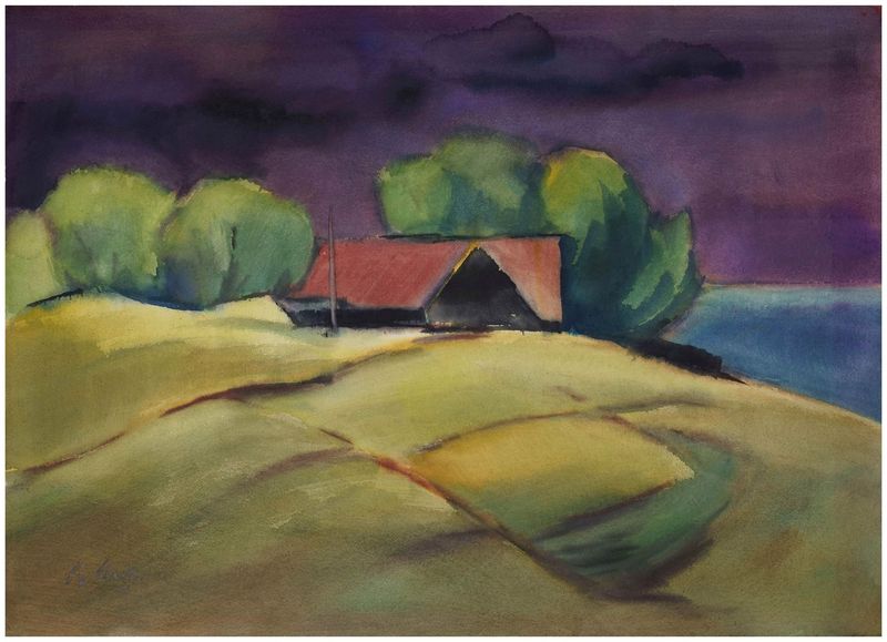 Fritz Kohlstädt (1921-2000), Farmstead on Bornholm, 1990