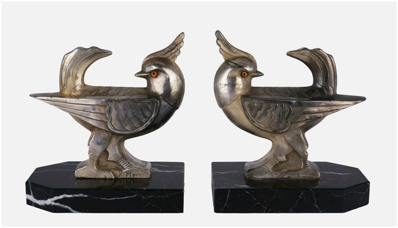 H. Moreau (active in the early 20th century), bird-shaped bookends, circa 1930
