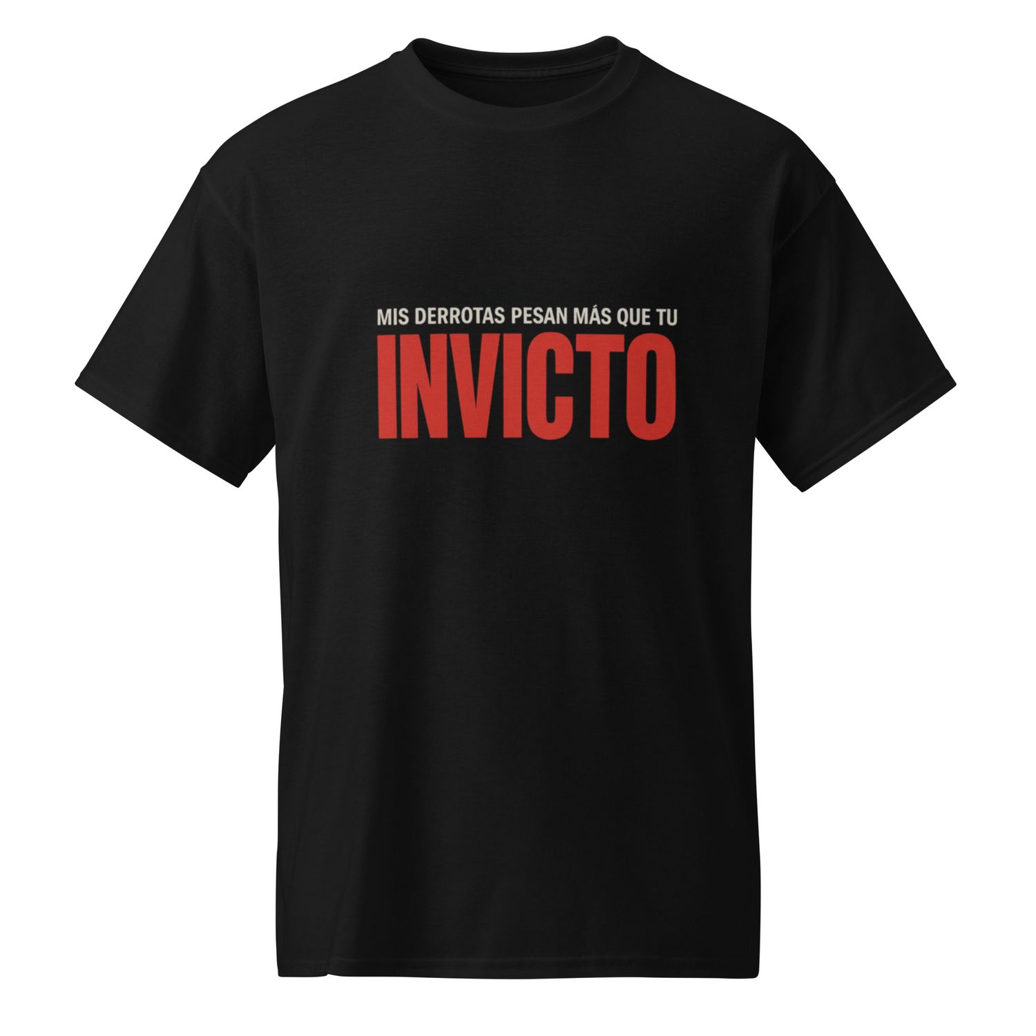 “MIS DERROTAS PESAN MÁS QUE TU INVICTO” — lyric from Gourmet T-Shirt