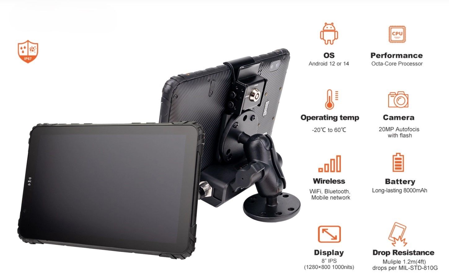 Rugged 8’’ Android tablet – Geotab ELD compatible