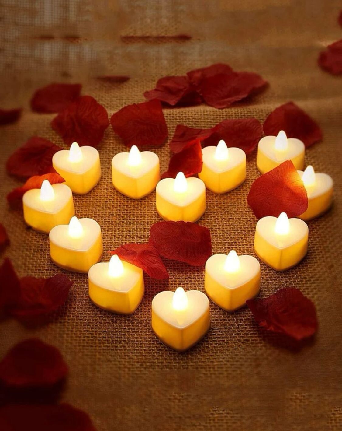 12x LED heart shaped candles