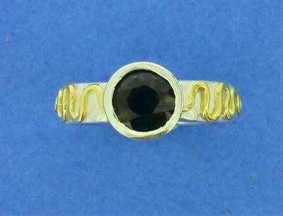 Silver & Gold Ring with Smokey Quartz