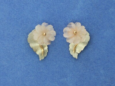 'Cherry Blossom' Rose Quartz, Palladium & 18ct gold earrings