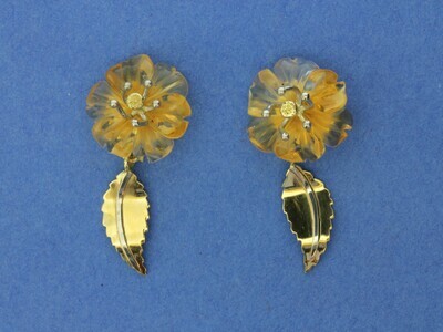 'Day Lily' Citrine, 18ct gold & platinum Earrings