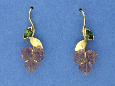 'Spiderwort' Tourmaline & 18ct gold Earrings