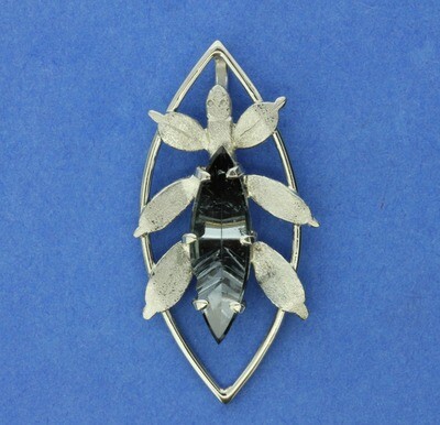 'Leaf Insect' Palladium & Tourmaline Pendant