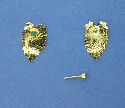 Emerald & 18ct gold leaf earrings