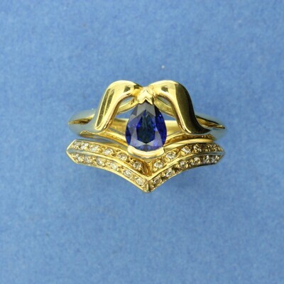 18ct Gold, Sapphire & Diamond Engagement & Wedding Ring Set
