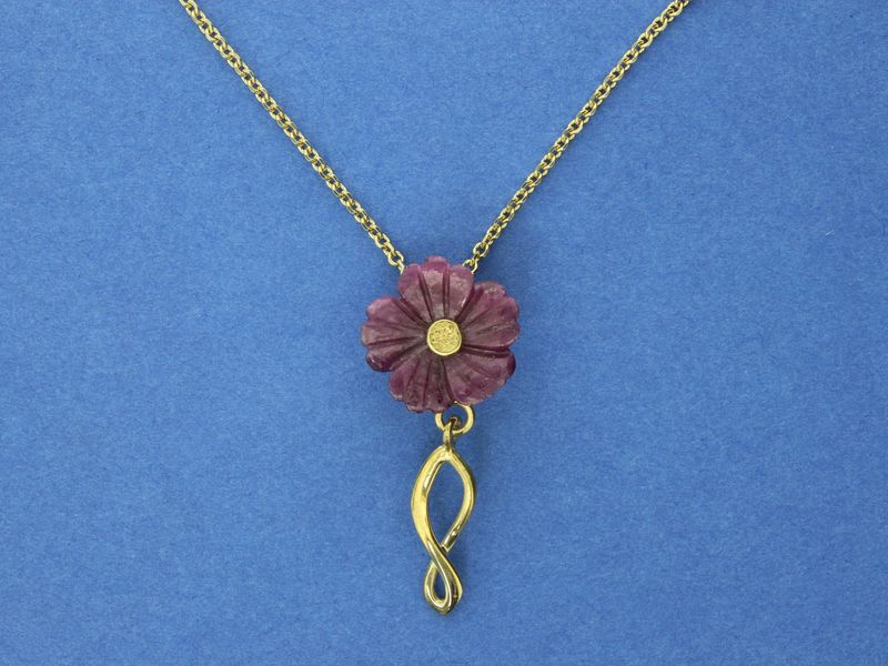 Ruby Flower Pendant Silver Gold Plate