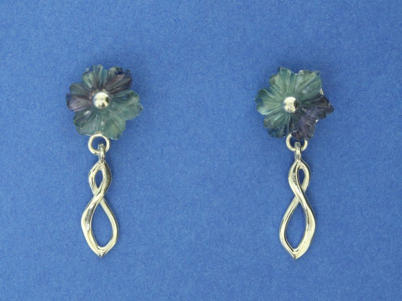 Fluorite Flower Silver Figure of Eight earrings