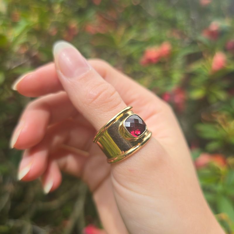 Garnet &amp; 18ct Rose Gold Dress Ring