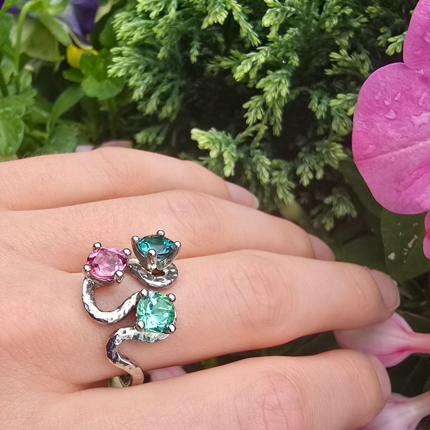 Palladium &amp; Tourmaline Dress Ring