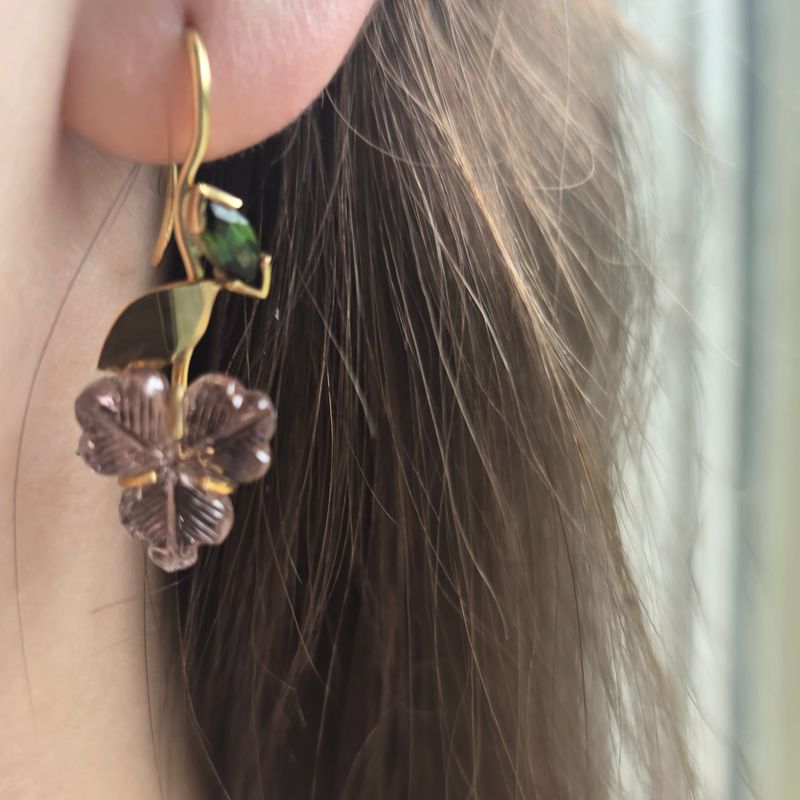 &#39;Spiderwort&#39; Tourmaline &amp; 18ct gold Earrings