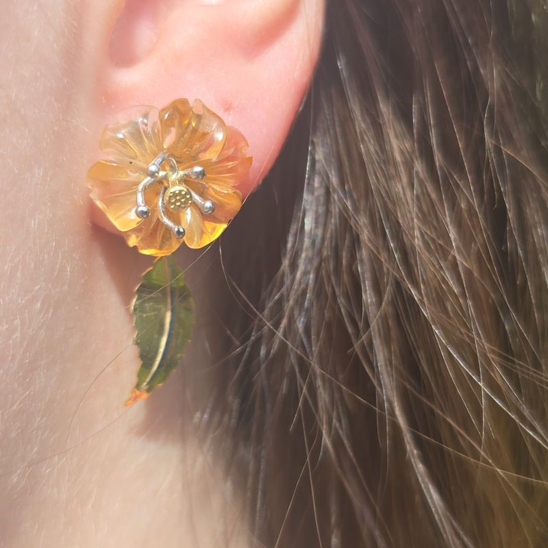 &#39;Day Lily&#39; Citrine, 18ct gold &amp; platinum Earrings