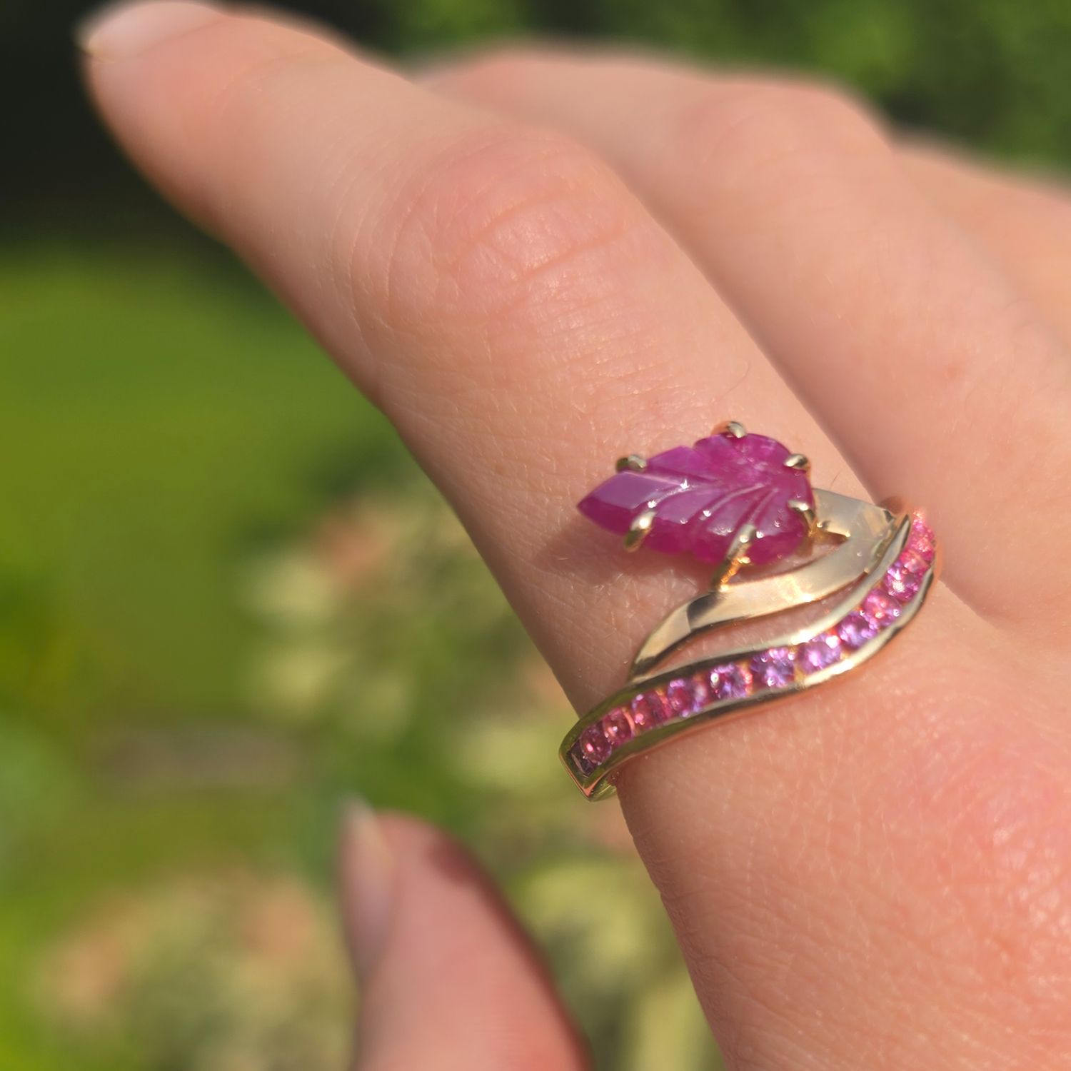 Ruby Leaf Ring