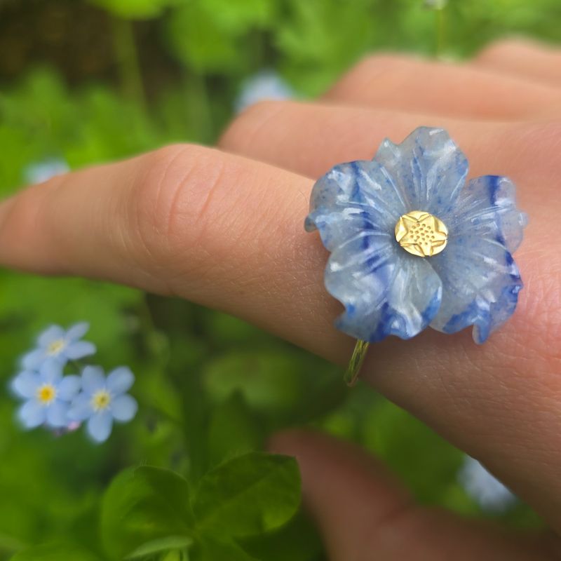 Dumortierite Flower Ring