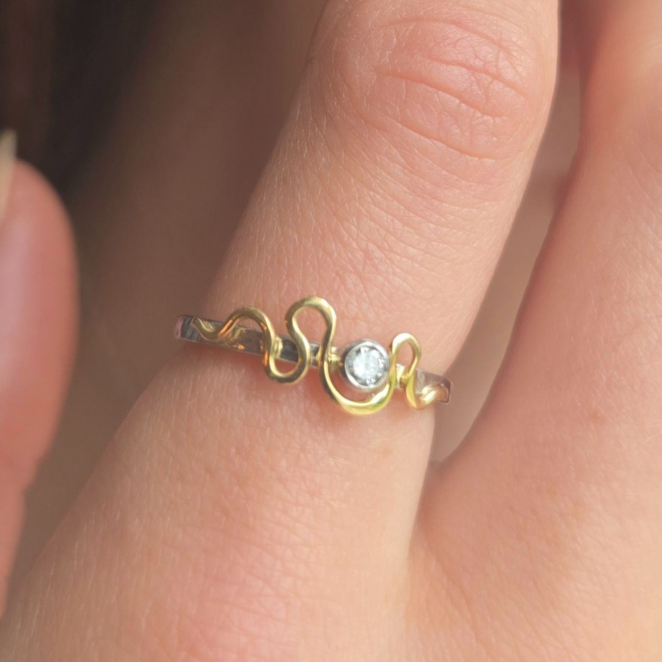 Platinum &amp; 18ct gold delicate Diamond Ring