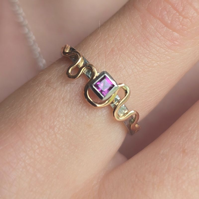 Platinum &amp; 18ct gold delicate Pink  Sapphire Ring
