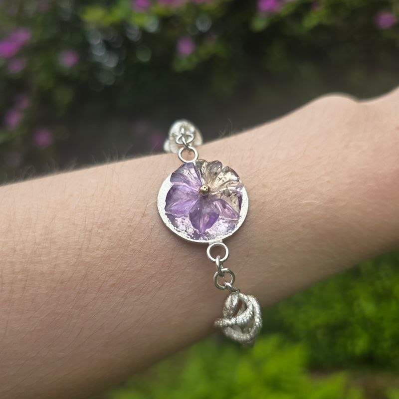Ametrine Flower Silver Set