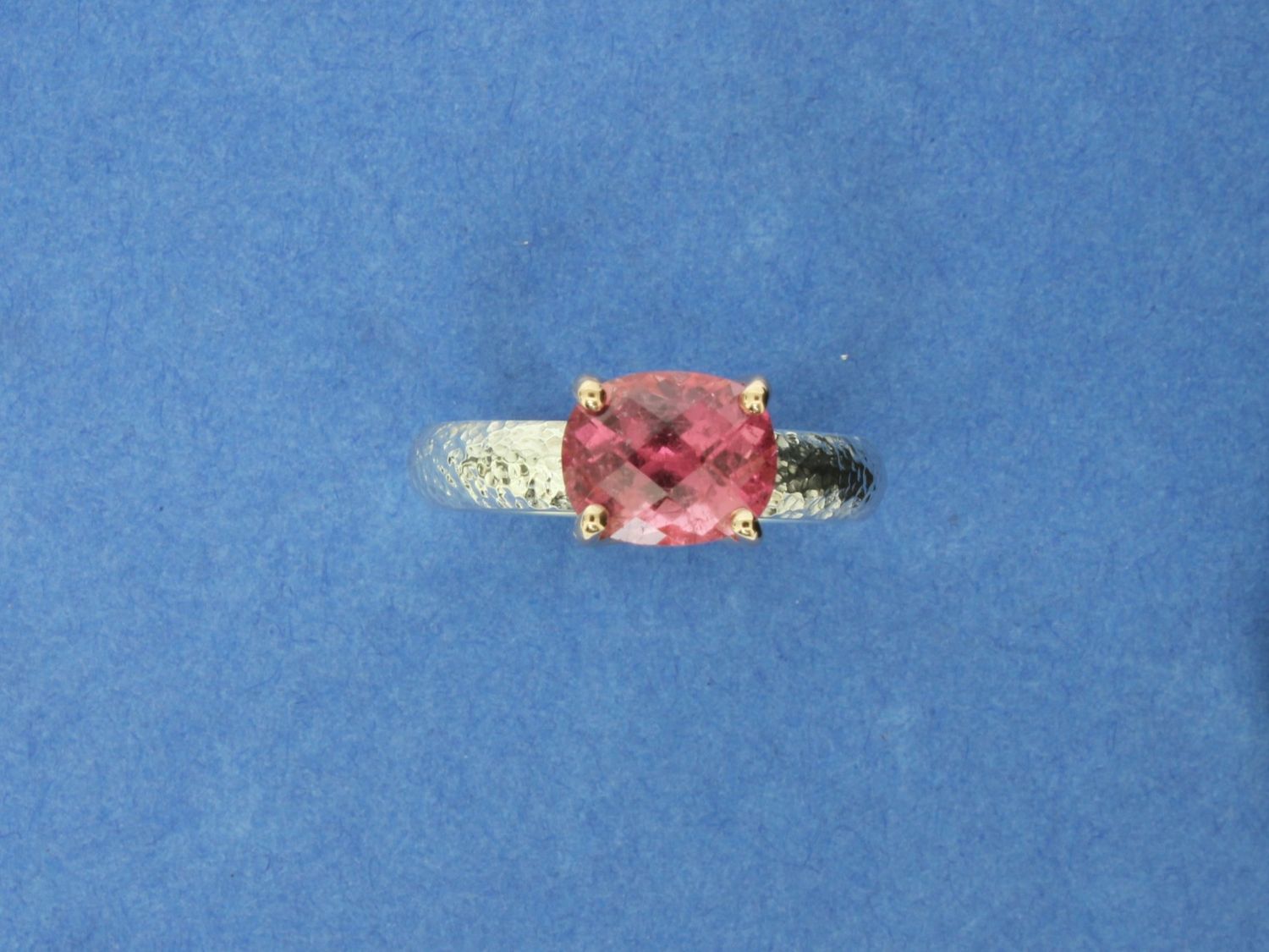 Checkerboard Iolite, Silver &amp; 9ct Gold Ring