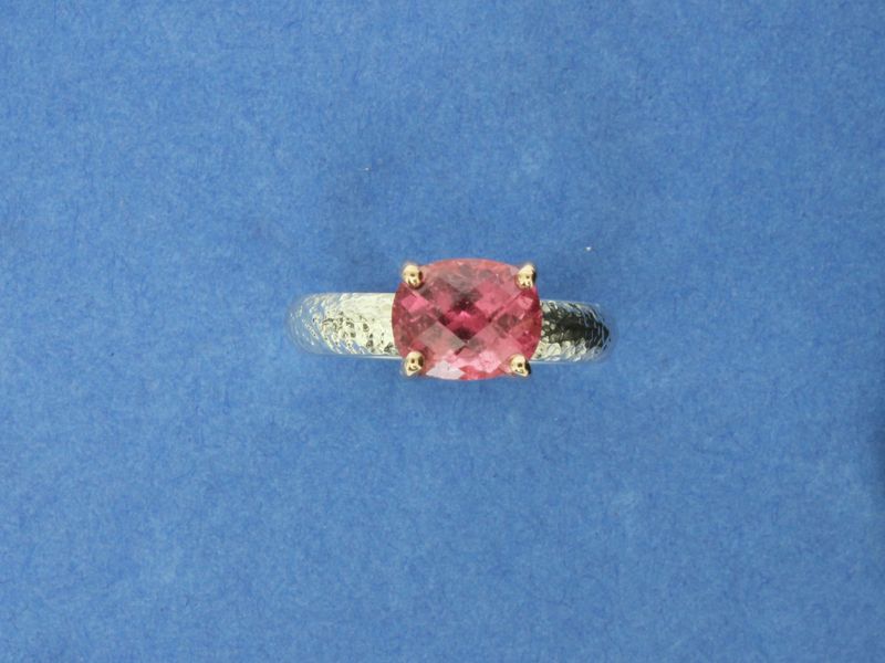 Checkerboard Iolite, Silver &amp; 9ct Gold Ring