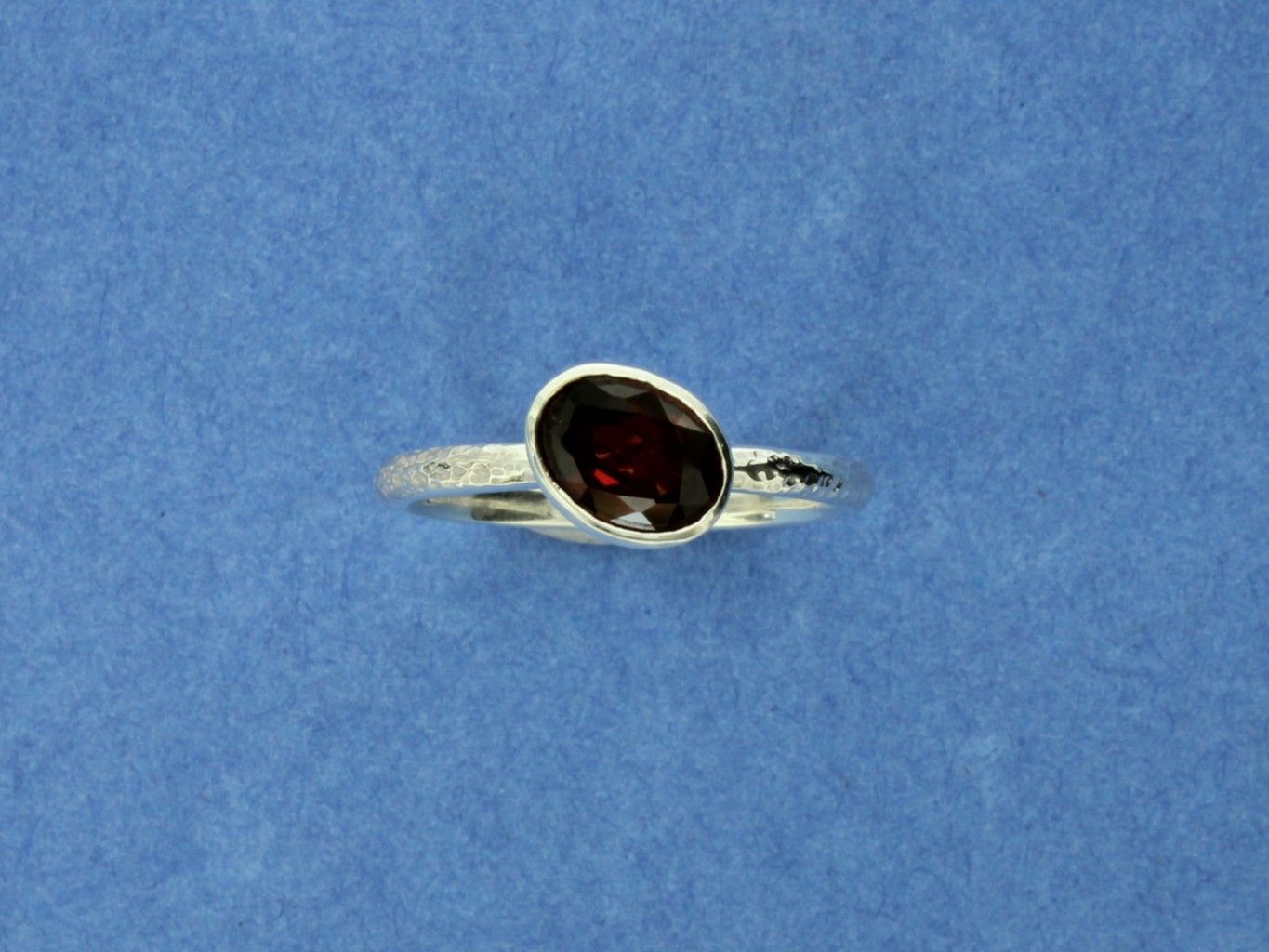 Silver Stacking Ring with Oval Garnet