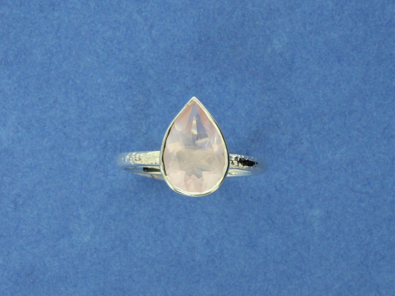 Silver stacking Ring with Rose Quartz