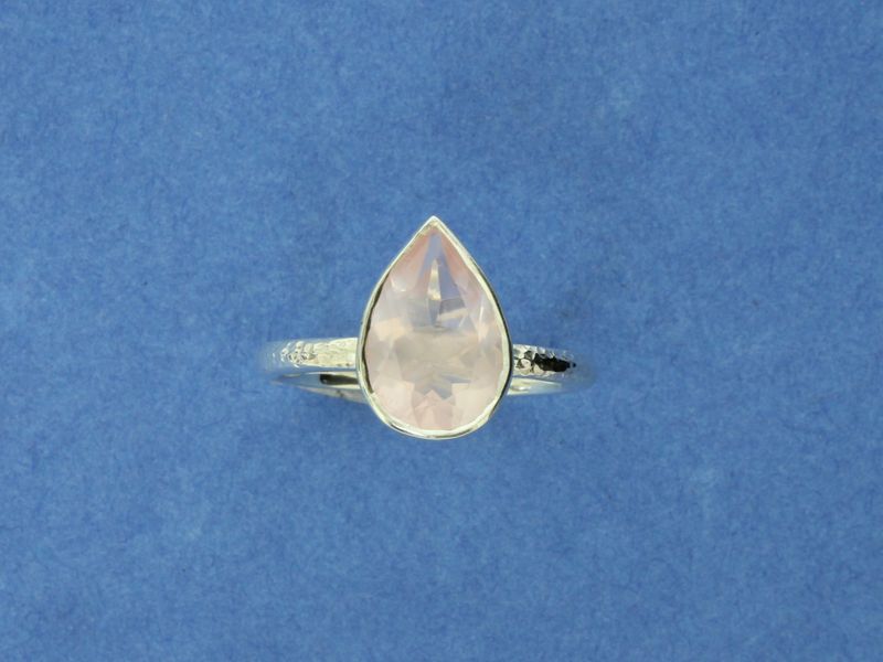 Silver stacking Ring with Rose Quartz