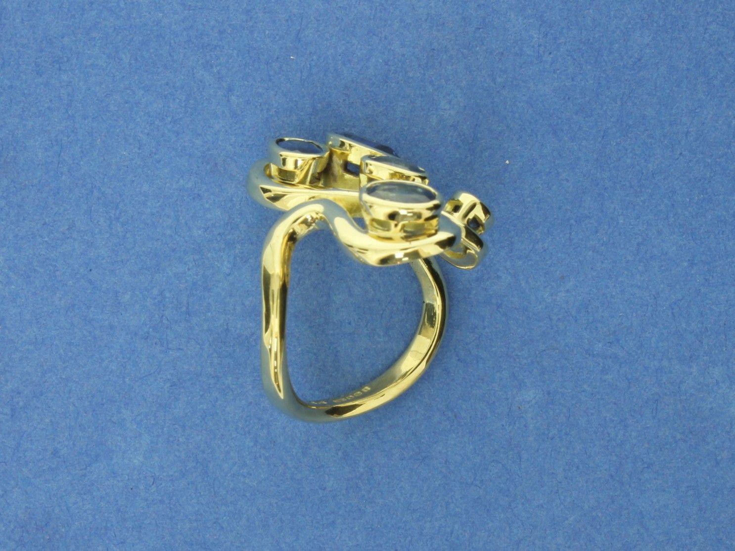 Sapphire &amp; 18ct Gold Forged Ring