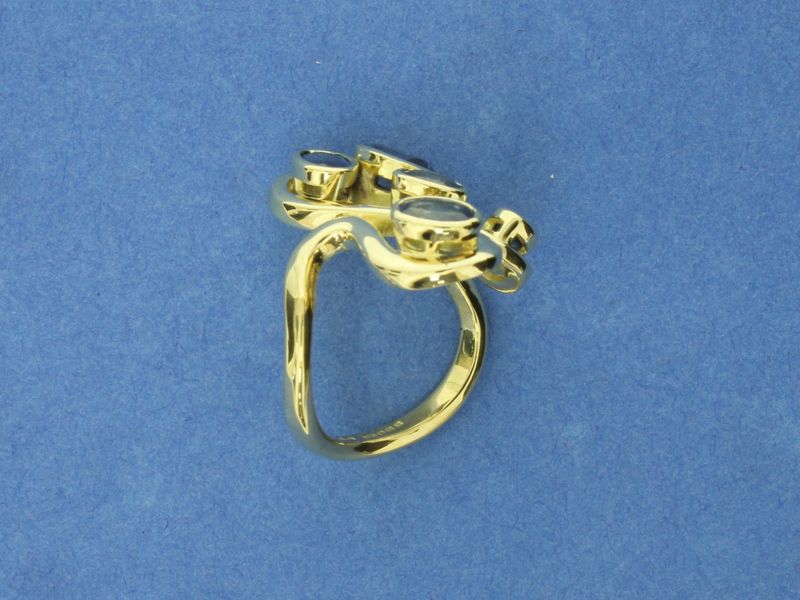 Sapphire &amp; 18ct Gold Forged Ring