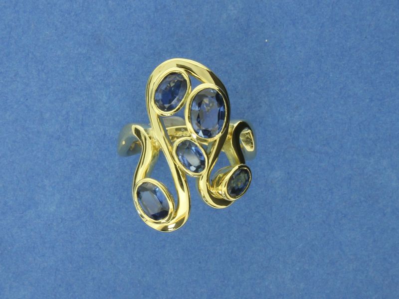 Sapphire &amp; 18ct Gold Forged Ring