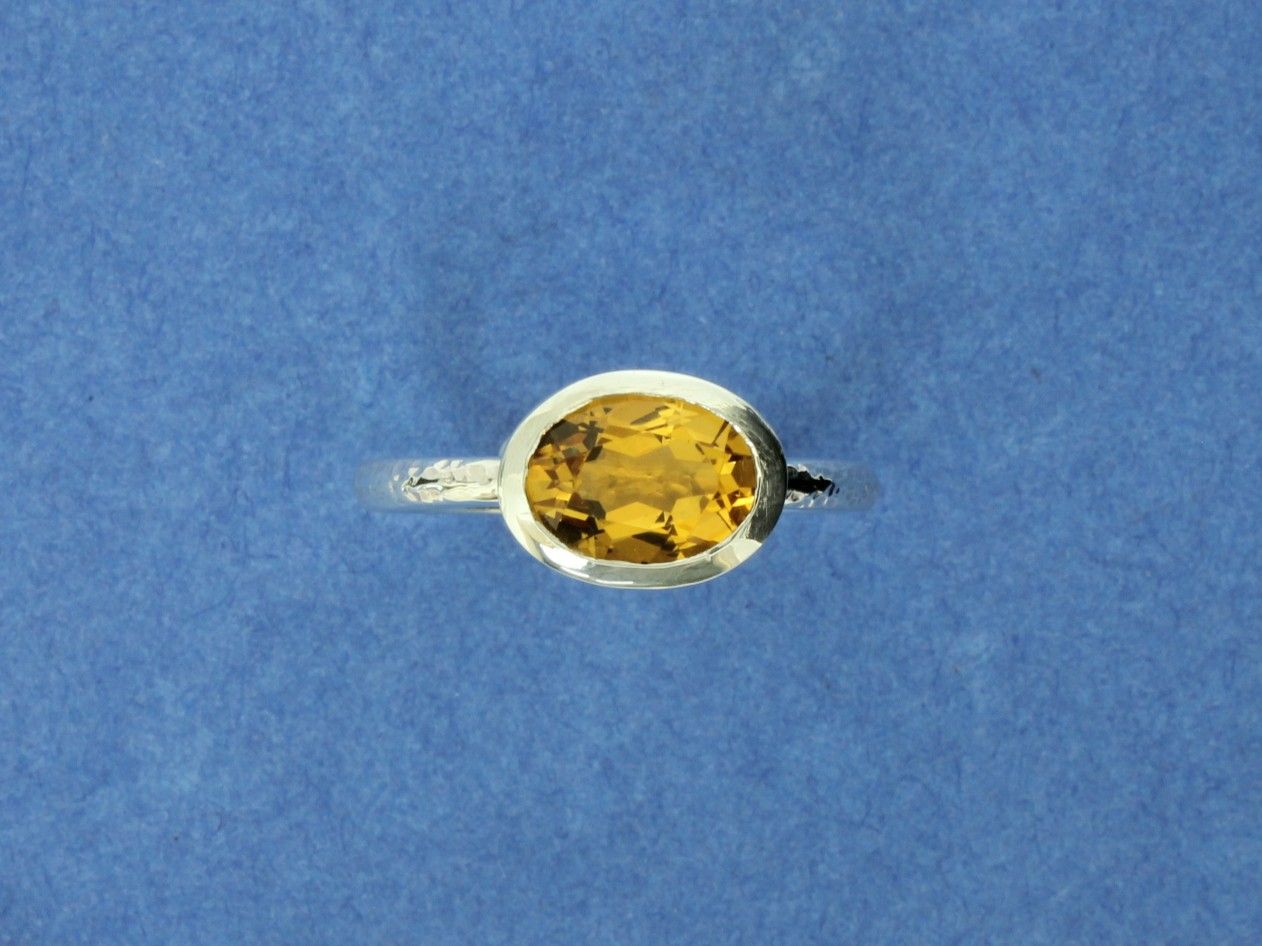 Silver Stacking ring with Citrine