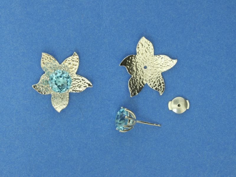 Blue Topaz &amp; Silver earrings, with removeable enhancers