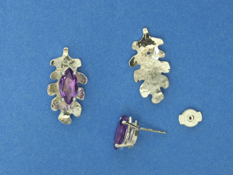 Amethyst &amp; Silver earrings with removeable silver enhancers