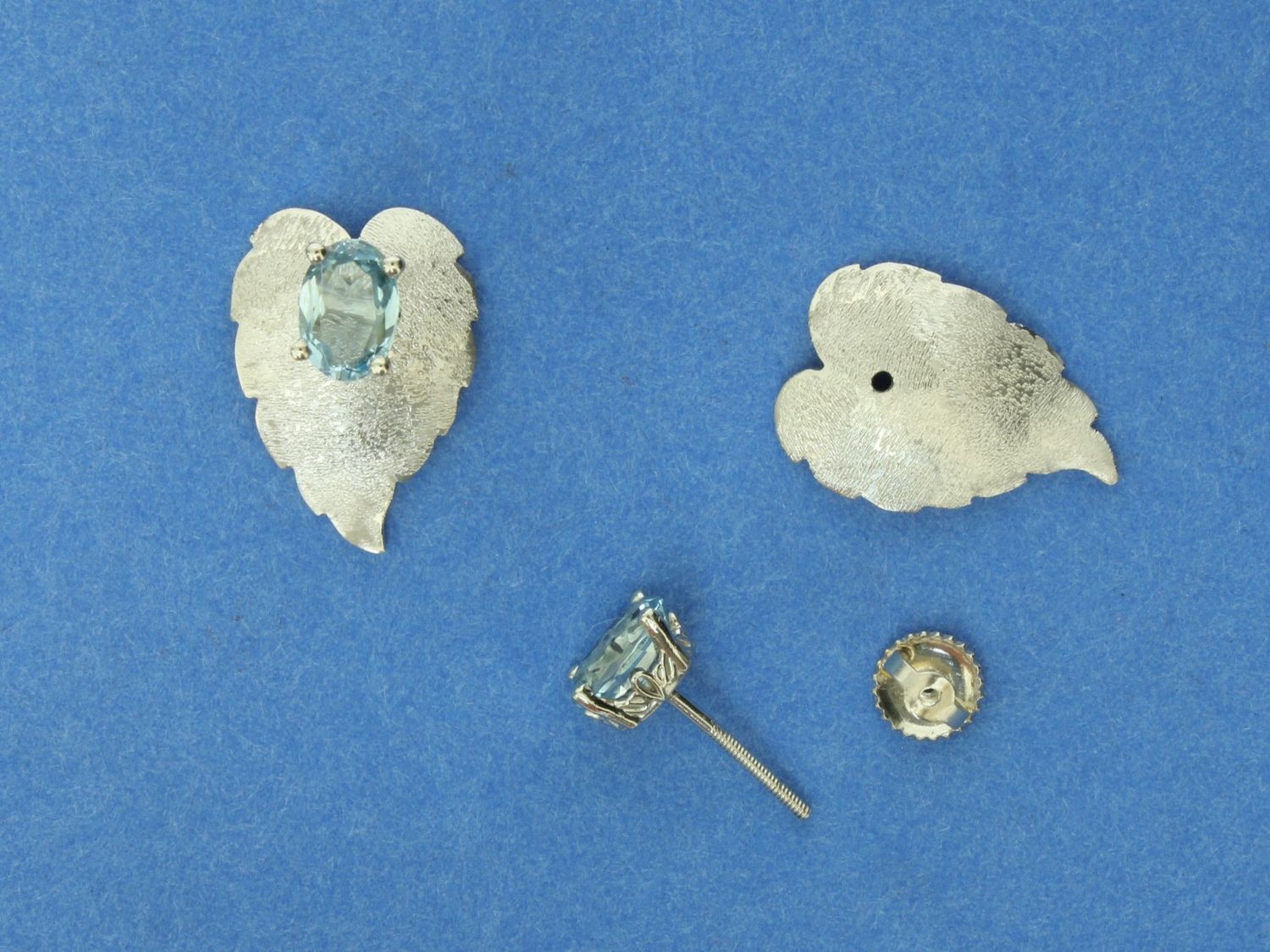 Aquamarine &amp; Platinum Earstuds with Silver removeable enhancers