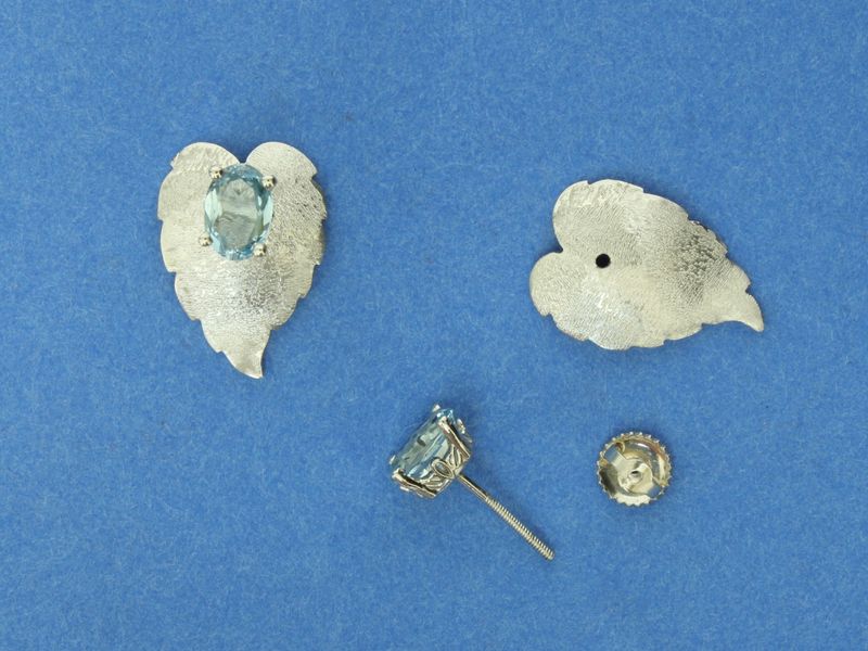 Aquamarine &amp; Platinum Earstuds with Silver removeable enhancers