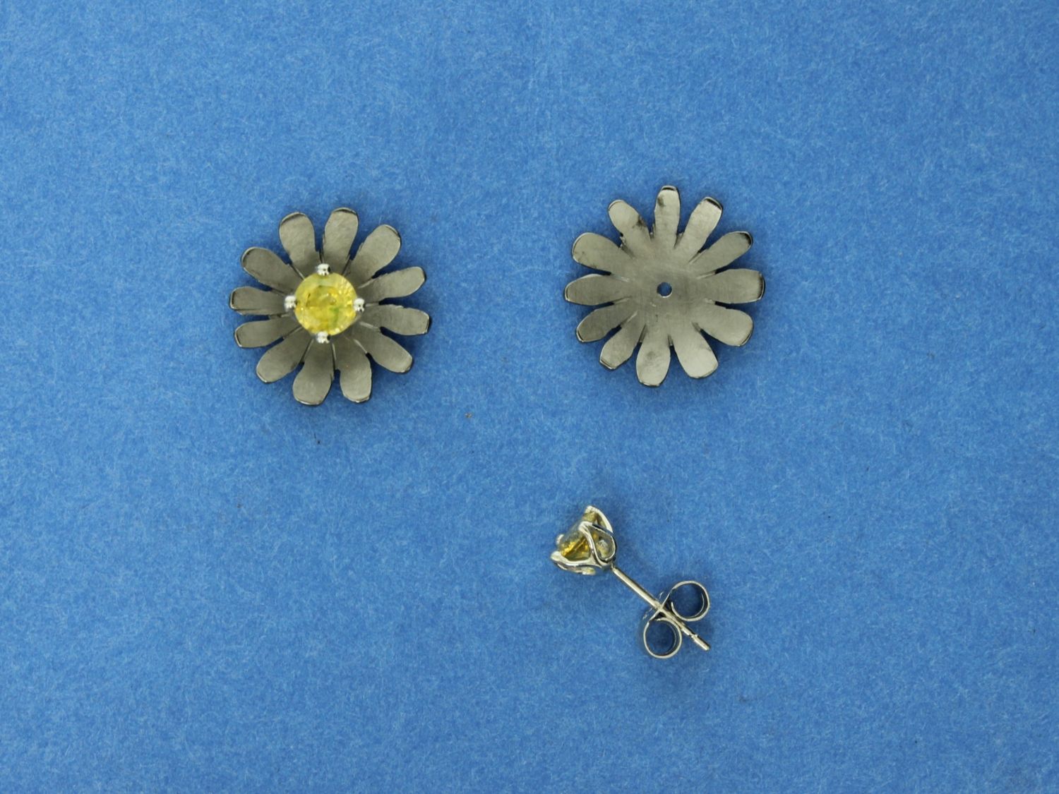 Yellow Sapphire &amp; Platinum earstuds with removeable silver enhancers