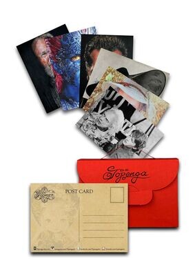 Limitiertes Kunstpostkarten-Set à 6 Postkarten in Tasche rot