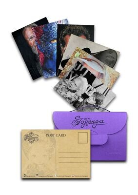 Limitiertes Kunstpostkarten-Set à 6 Postkarten in Tasche lila