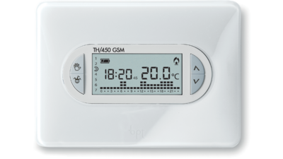 TH/450 GSM 69400030 Cronotermostato digitale GSM settimanale, corpo bianco, cover intercambiabili bianco ice e azzurro Kristal TH/450 GSM 69400030 Cronotermostato digitale GSM settimanale, corpo bianco, cover intercambiabili bianco ice e azzurro Kristal