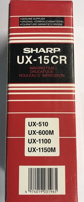 ROTOLO STAMPA ORIGINALE SHARP UX-15CR Nastro a trasferimento termico per F 1500; FO 1450, 1460, 1470, 1500, 1530, 1650, 1660, 1850; UX 1000, 1100, 1150, 1300, 1400, 500, 510, 600 ROTOLO STAMPA ORIGINALE SHARP UX-15CR Nastro a trasferimento termico per F 1500; FO 1450, 1460, 1470, 1500, 1530, 1650, 1660, 1850; UX 1000, 1100, 1150, 1300, 1400, 500, 510, 600