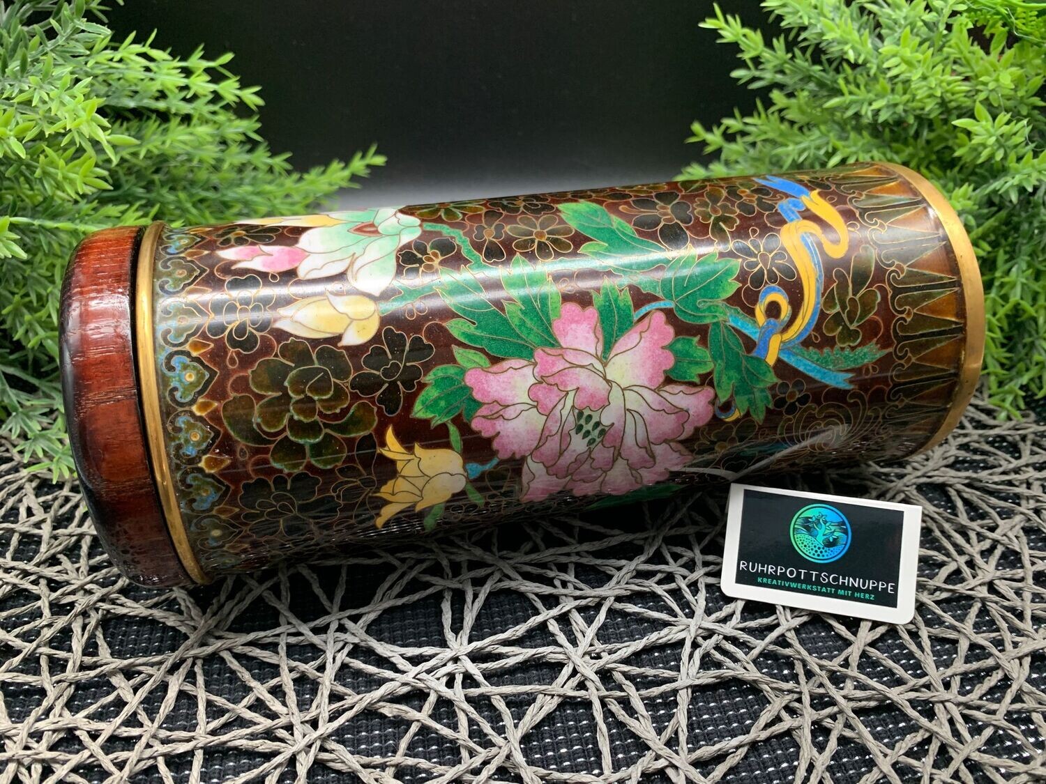 Cloisonné Tierurne "Flowers of Asia" (1.100ml) aus Metall für Tiere bis 16kg