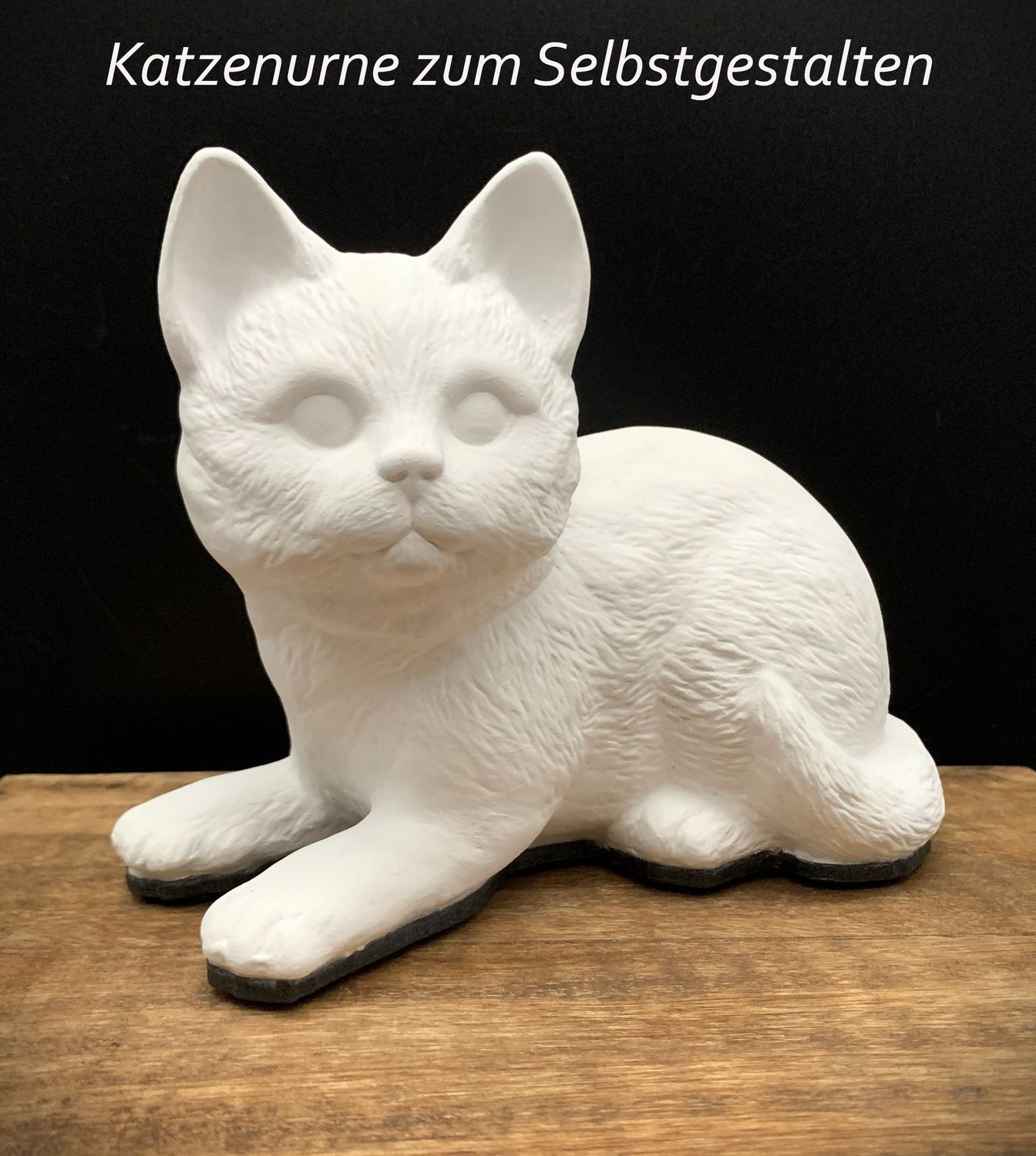 Handgefertigte Katzenurne zum Selbstgestalten (450ml) aus Keramik, für kleine Katzen bis ca. 5kg