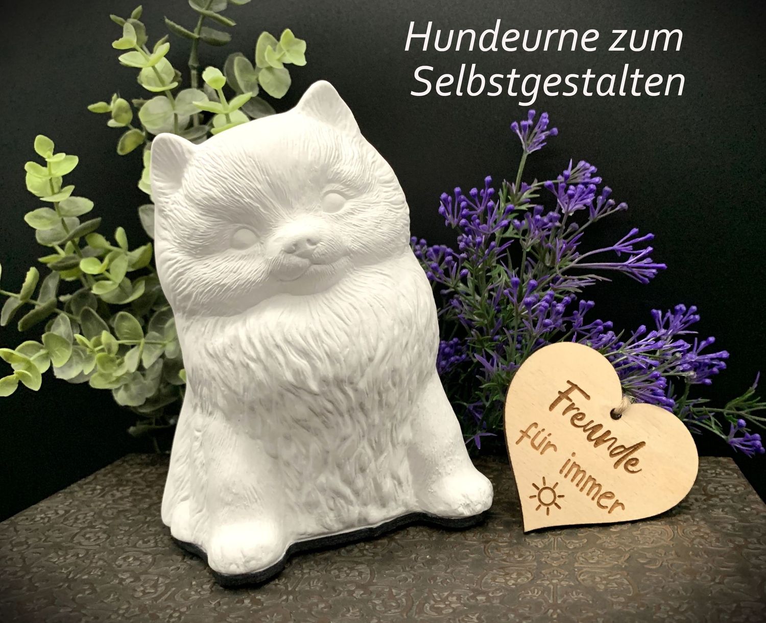 Handgefertigte Hundeurne zum Selbstgestalten (700ml) aus Keramik, für Hunde bis ca. 10kg