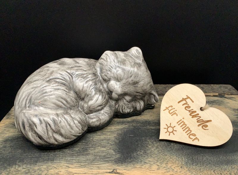 Handgefertigte Mini-Katzenurne"Châtillon"(Mini Urne) aus Keramik, zur Aufbewahrung von Asche oder Erinnerungen